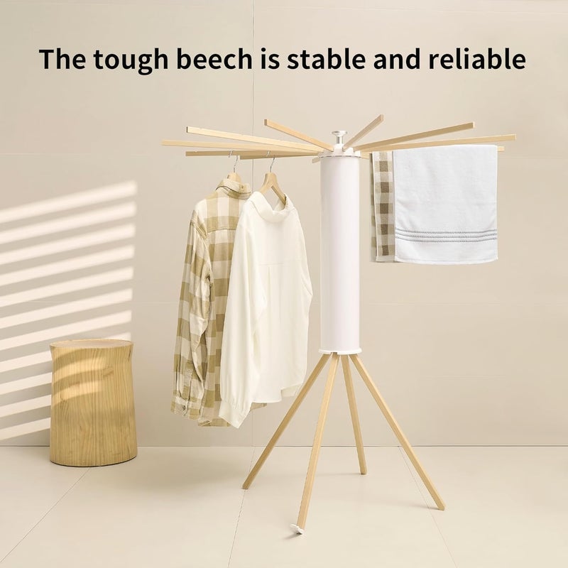 JOOM Four Legs Clothes Drying Rack, Garment Rack Portable and Foldable Space Saving Laundry Drying Rack - Drying Rack Floor Folding Balcony Bedroom Solid Invisible Household - Image 2